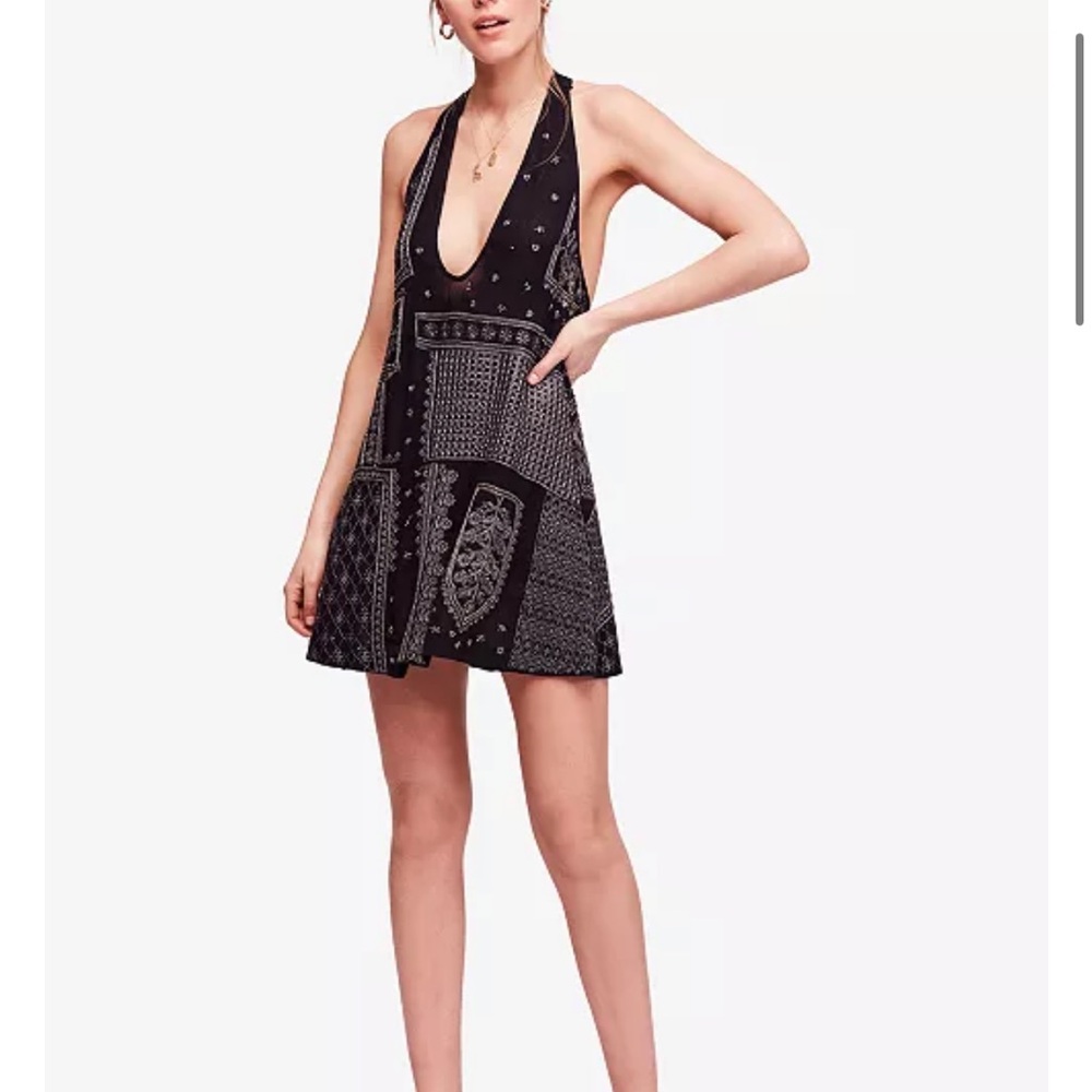 Black and White Embroidered and Beaded Mini Dress